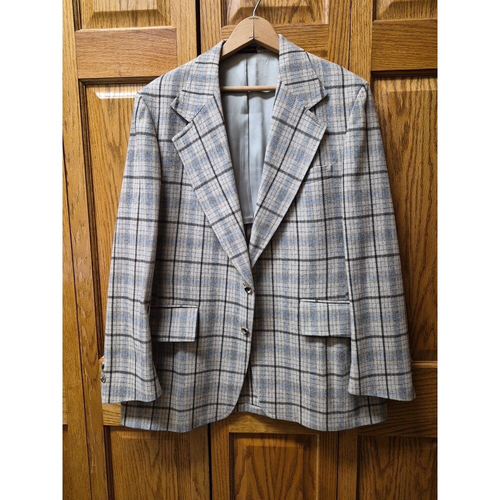 Mens Vintage Louis Goldsmith Brown  Plaid Blazer Jacket Suitcoat Sportcoat LG